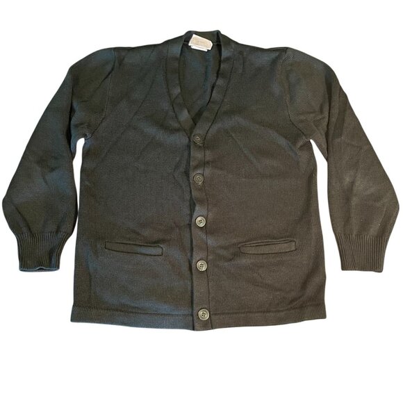 vintage Dennis Mens YL Green Acrylic Button-Up Cardigan Sweater - Picture 3 of 12